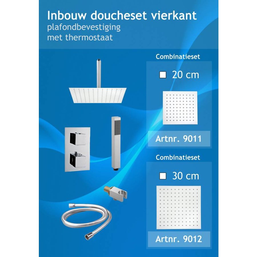 Inbouw doucheset set naxo type 2 douchekop 20 en 30 cm vierkant