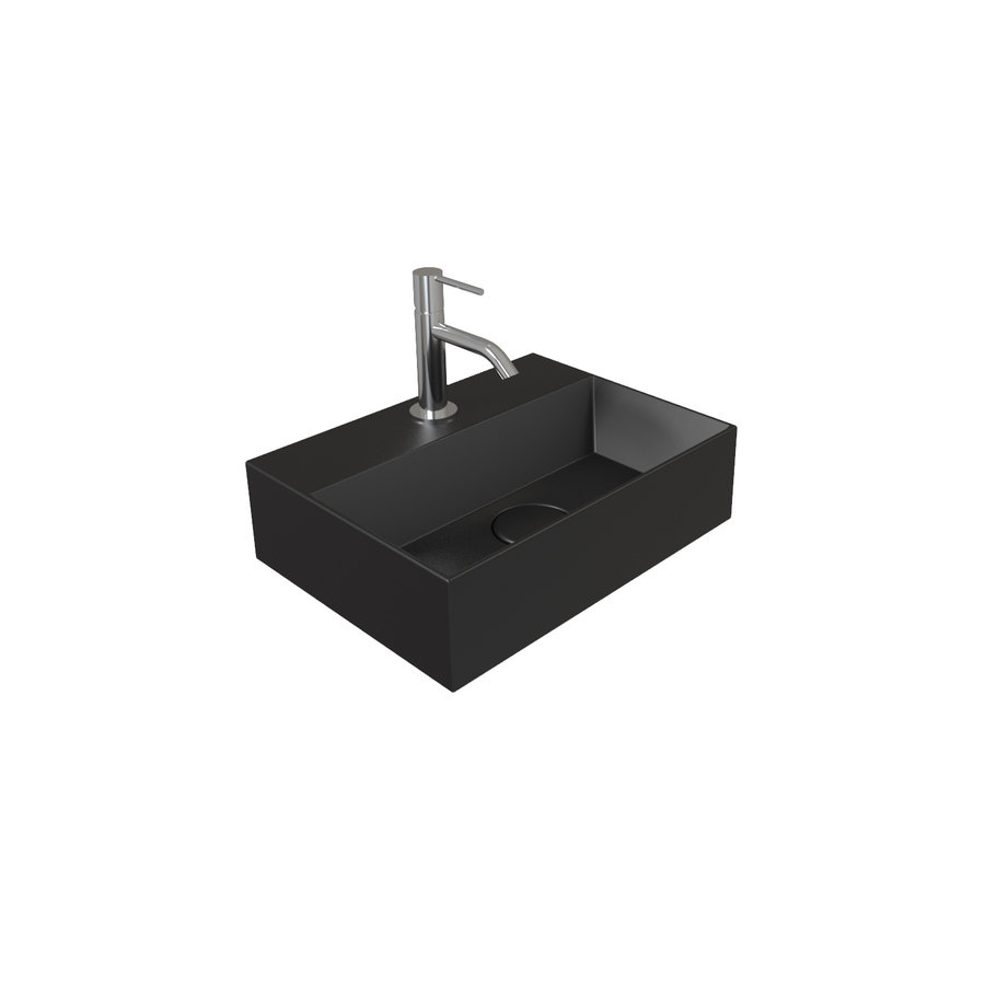 Fontein Salenzi Spy 40x30 cm Mat Zwart (inclusief bijpassende waste)