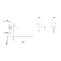 Inbouw Wastafelkraan Sanimex Giulini Eenhendel 25 cm Mat Zwart