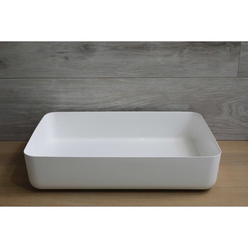 Waskom Opbouw Rechthoekig Luca Sanitair 60x40x13,5 cm Mineraalsteen Glans Wit 