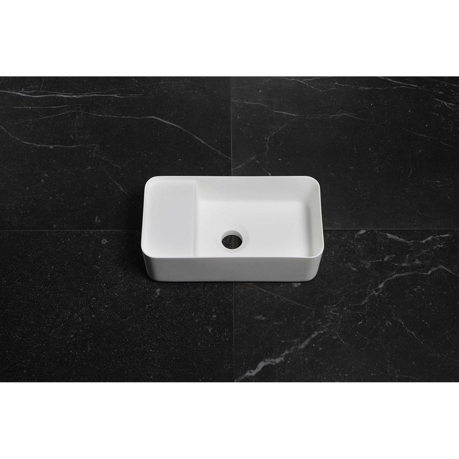 Fontein Luca Sanitair 35x18,5x12 cm Solid Surface Mat Wit (zonder kraangat)