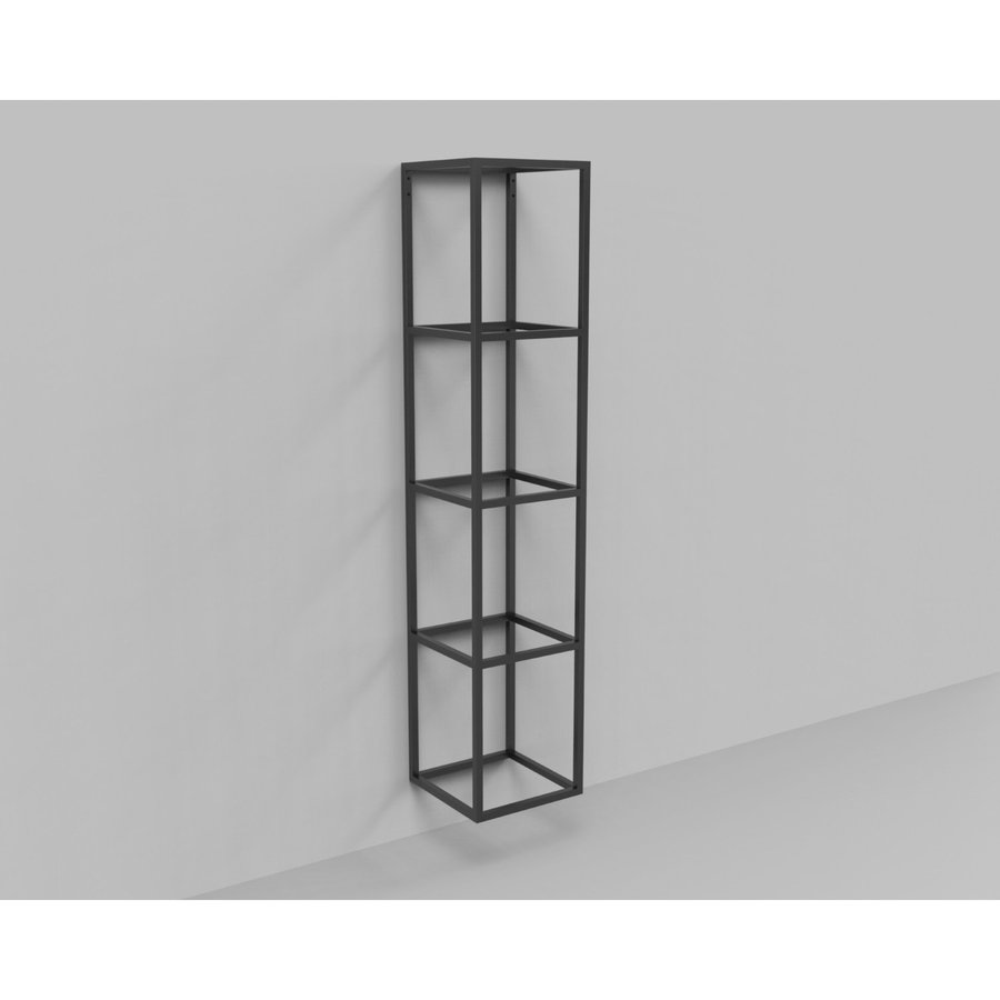 Kolomkast Industrieel AQS Frame 170x35x35 cm Mat Zwart Aluminium (mat witte inlayers optioneel)