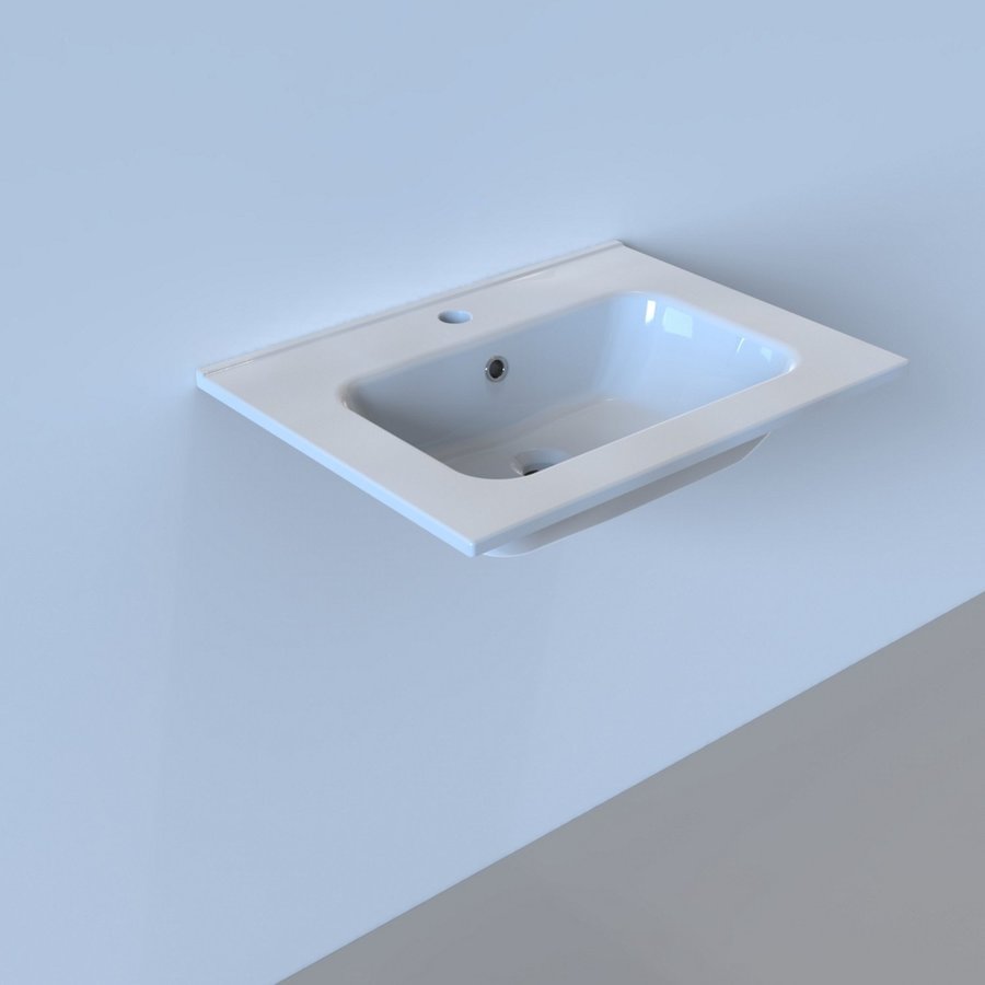 Wastafel Boss & Wessing Pakaru 61x46,5x17 Glans Wit (1 kraangat)