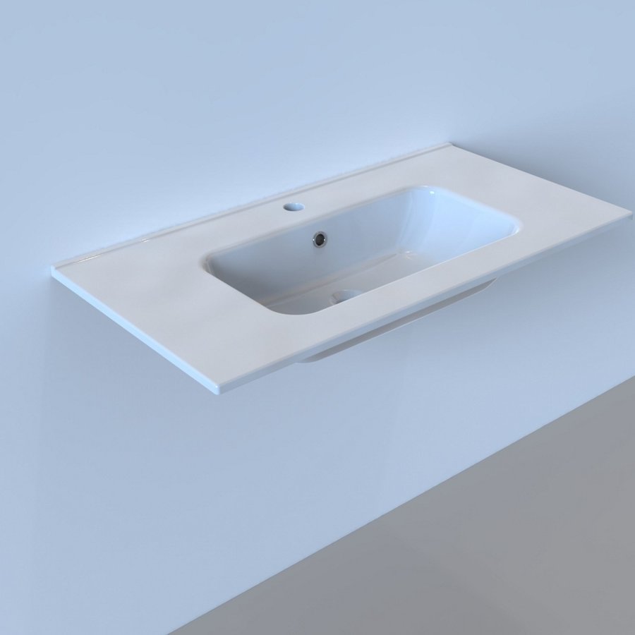 Wastafel Boss & Wessing Pakaru 91x46,5x17 Glans Wit (1 kraangat)