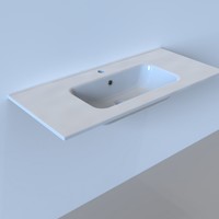 Wastafel Boss & Wessing Pakaru 101x46,5x17 Glans Wit (1 kraangat)