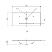 Wastafel Boss & Wessing Pakaru 101x46,5x17 Glans Wit (1 kraangat)