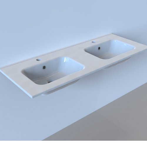 Wastafel Boss & Wessing Pakaru 121x46,5x17 Glans Wit (2 kraangaten) 