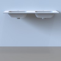 Wastafel Boss & Wessing Pakaru 121x46,5x17 Glans Wit (2 kraangaten)