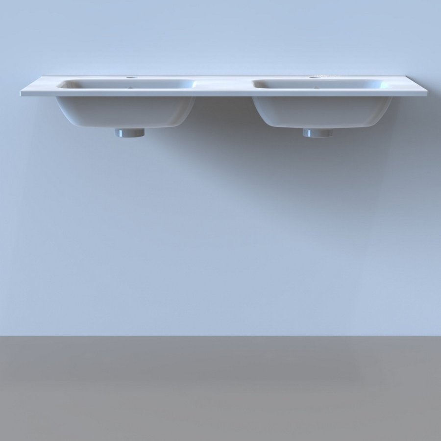 Wastafel Boss & Wessing Pakaru 121x46,5x17 Glans Wit (2 kraangaten)