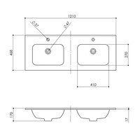 Wastafel Boss & Wessing Pakaru 121x46,5x17 Glans Wit (2 kraangaten)