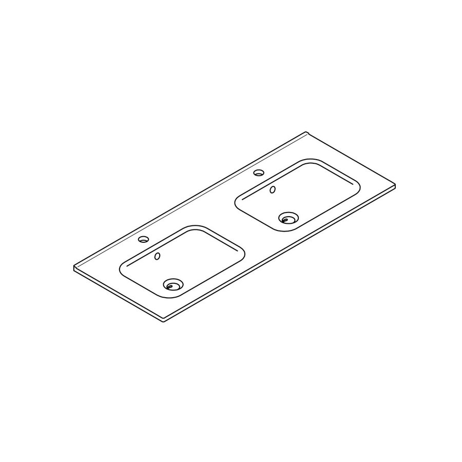 Wastafel Boss & Wessing Pakaru 121x46,5x17 Glans Wit (2 kraangaten)