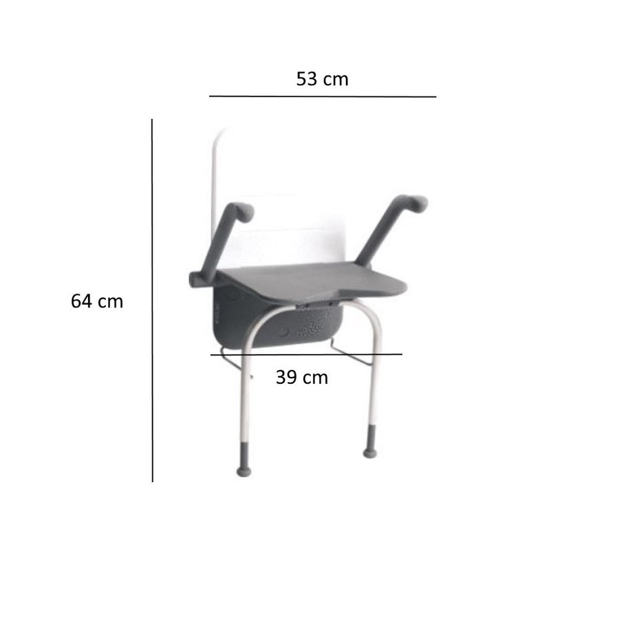 Douchezitting Etac Relax Armsteunen Rugleuning en Steunpoten 39x45 cm Kunststof Grijs