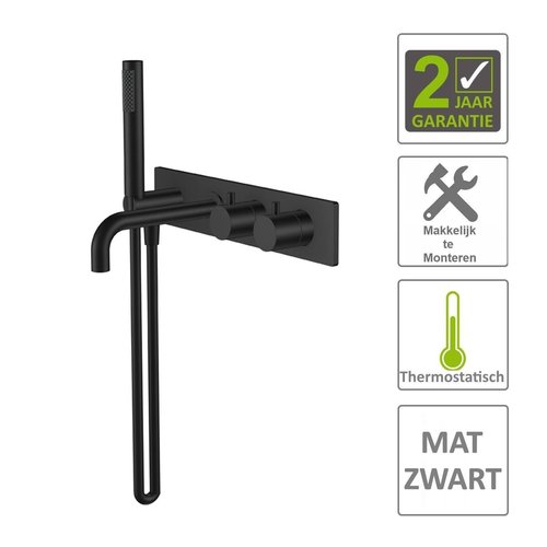 Badkraan Boss & Wessing Exclusive Thermostaat Inbouw 2-knops Mat Zwart 