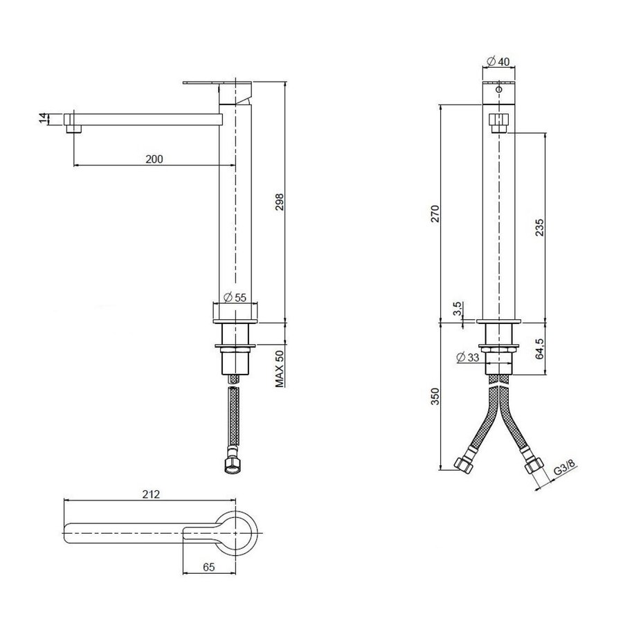 Wastafelmengkraan Mavesteel Isole 29.8 cm 1-hendel Glanzend Chroom