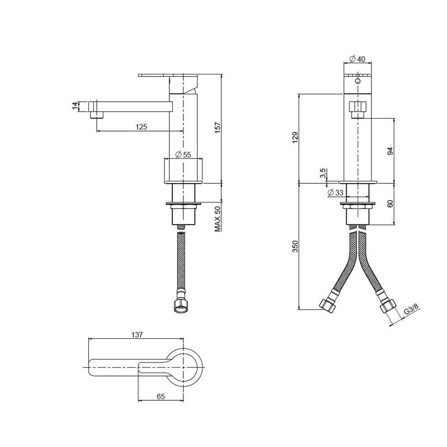 Wastafelmengkraan Mavesteel Isole 15.7 cm 1-hendel Glanzend Chroom