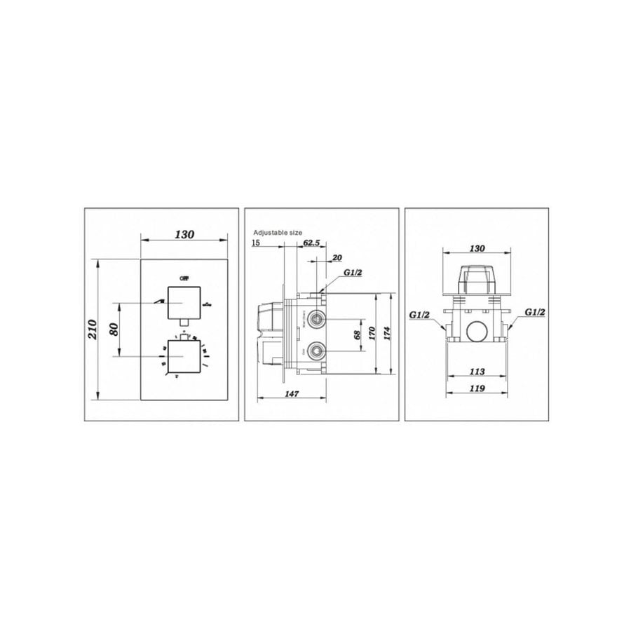 Douchekraan Inbouw Best Design Stylmo Thermostaatkraan 2-weg Mat Zwart (incl. inbouwdeel)