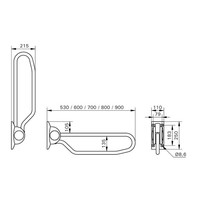 Toiletbeugel Handicare Linido Opklapbaar Aangepast Sanitair 60 cm RVS Gepolijst Antraciet