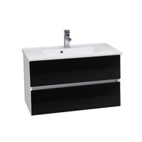 Wastafel Onderkast BWS Twee Soft-Close Laden Greeploos 82x42x50 cm Hoogglans Zwart