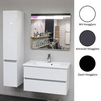 Wastafel Onderkast BWS Twee Soft-Close Laden Greeploos 82x42x50 cm Hoogglans Zwart