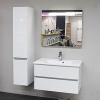 Wastafel Onderkast BWS Twee Soft-Close Laden Greeploos 82x42x50 cm Hoogglans Zwart