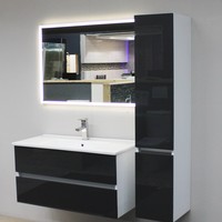 Wastafel Onderkast BWS Twee Soft-Close Laden Greeploos 97x42x50 cm Hoogglans Wit