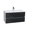 Wastafel Onderkast BWS Twee Soft-Close Laden Greeploos 97x42x50 cm Hoogglans Antraciet