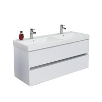 Wastafel Onderkast BWS Twee Soft-Close Laden Greeploos 117x42x50 cm Hoogglans Wit