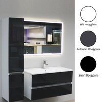 Kolomkast BWS  Twee Soft-Close deuren Greeploos 30x35x150 cm Links Hoogglans Antraciet