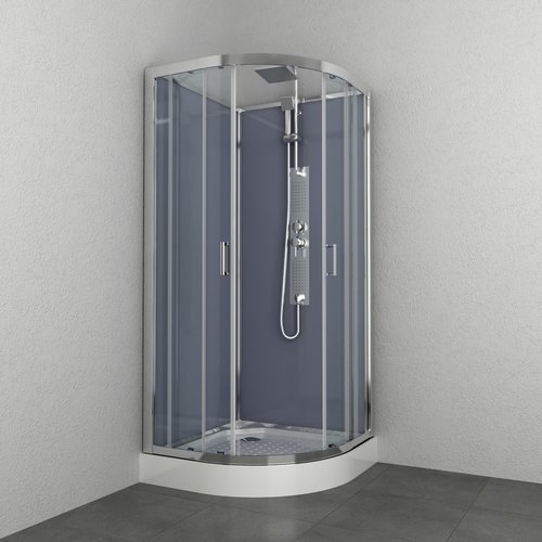 Douchecabine Allibert Everest 225x90x90 cm Kwartrond Hoekinstap Schuifdeuren 4mm Helder Glas 