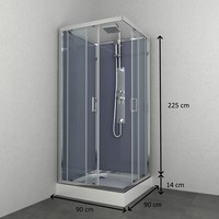 Douchecabine Allibert Everest 225x90x90 cm Vierkant Hoekinstap Schuifdeuren 4mm Helder Glas