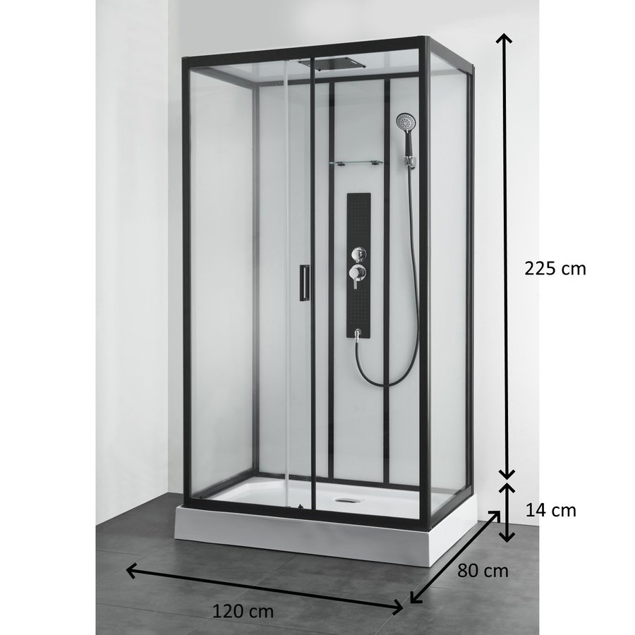 Douchecabine Allibert Uyuni 225x80x120 cm Rechthoek Frontale Instap Schuifdeuren 4mm Helder Glas