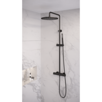 Regendouche Brauer Black Showerpipe met Thermostaat 30cm Mat Zwart