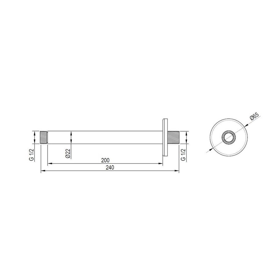 Plafonduitloop Brauer Black 20 cm Mat Zwart