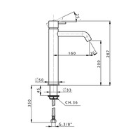 Wastafelkraan Opbouw Hoog Salenzi Giro Gegalvaniseerd Geborsteld Messing Zwart Chroom