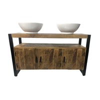 Badkamermeubel Mango Wood 135x45x91 cm Met Big Rema Waskommen