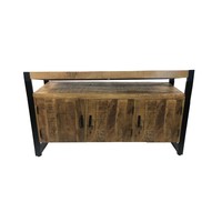 Onderkast Mango Wood 135x45x91 cm Met Mat Zwart Metaal