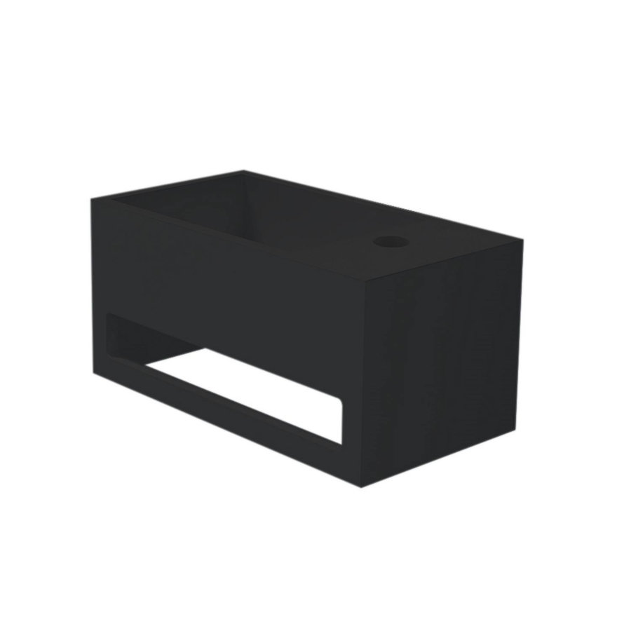 Fontein Best Design Mona-Black 33x18x16 cm incl. Handdoekhouder Rechts Solid Surface Mat Zwart