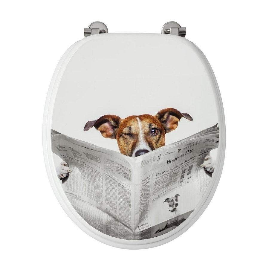 Toiletzitting Allibert Decor Business Dog 37,3x5,6x44,8 cm MDF Inox Scharnieren