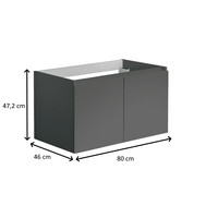 Onderkast Allibert Alma 80x47,2x46 cm Soft-Close Deuren Antraciet (wastafel optioneel)