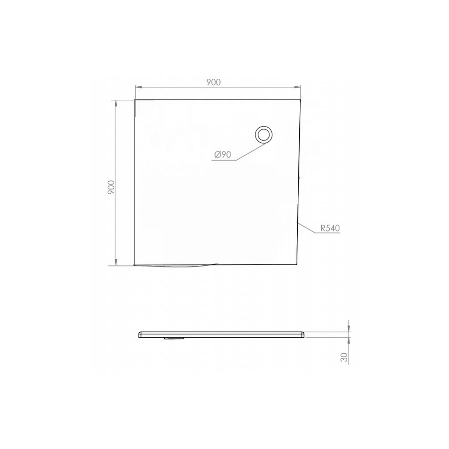 Douchebak Allibert Jacana Vierkant 90x90x3 cm Vierkant Bioplax Hoogglans Wit