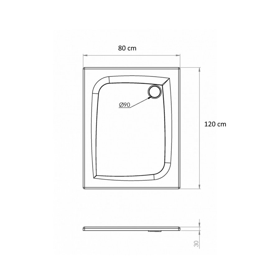 Douchebak Allibert Jacana Vierkant 120x80x3 cm Rechthoekig Bioplax Hoogglans Wit