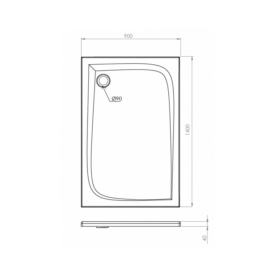 Douchebak Allibert Jacana Vierkant 140x90x4 cm Rechthoekig Bioplax Hoogglans Wit