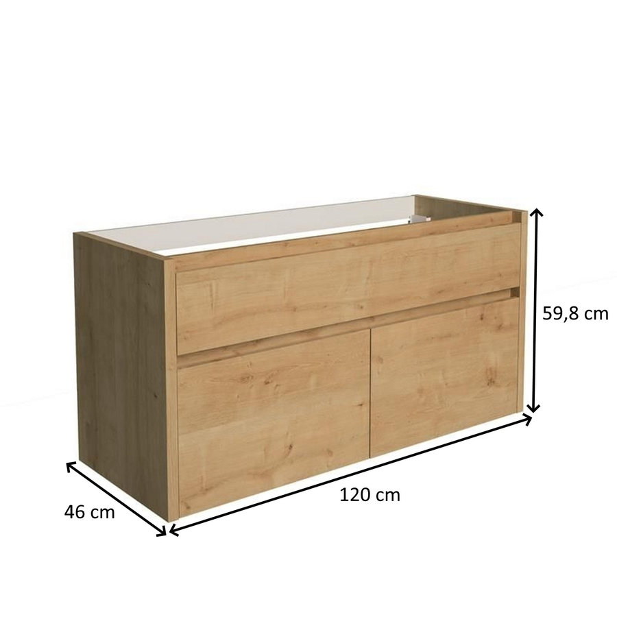 Onderkast Allibert Aston 120x46x59,8 cm Soft-Close Lades Eiken (bijpassende wastafel optioneel)