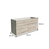 Onderkast Allibert Aston 120x46x59,8 cm Soft-Close Lade en Deuren Vintage Eiken (bijpassende wastafel optioneel)