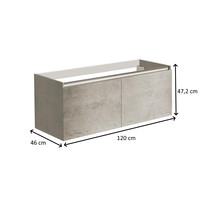 Onderkast Allibert Pesaro 120x46x47,2 cm Soft-Close Deuren Licht Beton (wastafel optioneel)