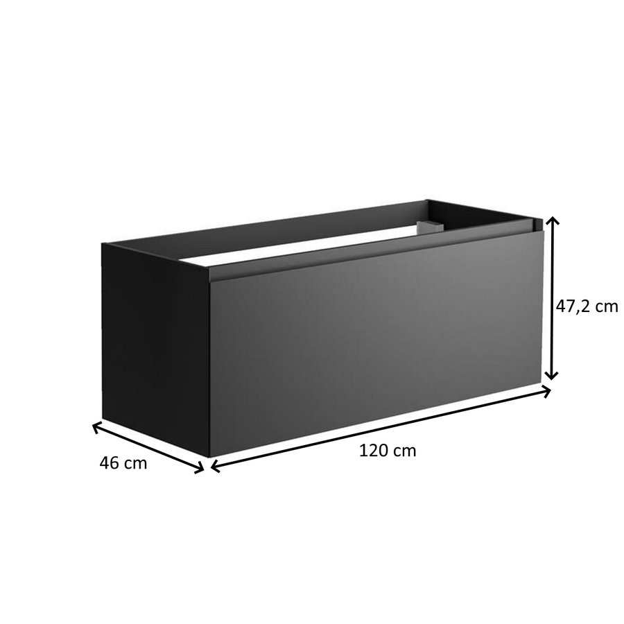 Onderkast Allibert Nordik 120x46x47,2 cm Gelakt MDF Ultra Mat Zwart (wastafel optioneel)