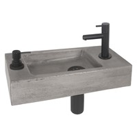 Fonteinset Differnz Jax Kraan en Afvoer Mat Zwart Ingebouwde Zeeppomp 42x18.5x9 cm Beton