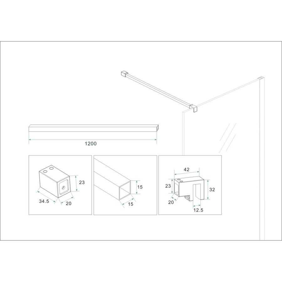 Stabilisatiestang Wiesbaden 120 cm Geborsteld Staal