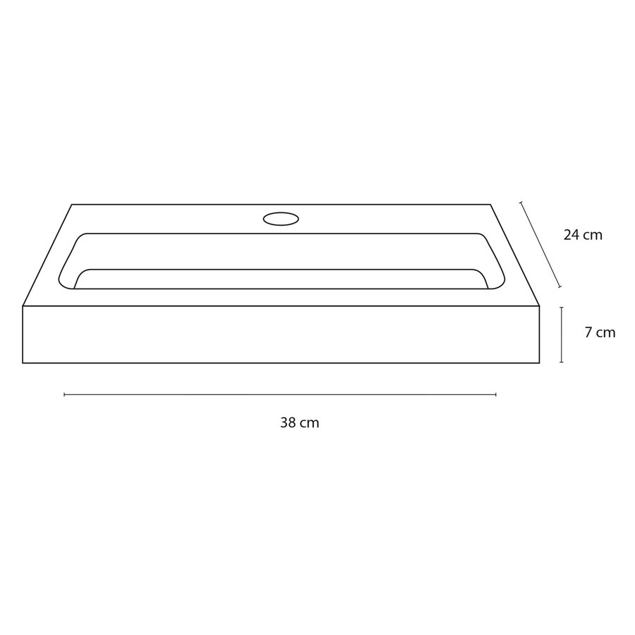 Fonteinset Differnz Mix En Match Flat Small 7x38x24 cm Keramiek Wit (Keuze Uit 5 Kleuren Kranen)