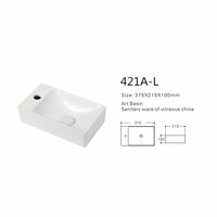 Fontein Creavit Mini 37.5x21.5x10 cm Mat Wit (kraangat links)